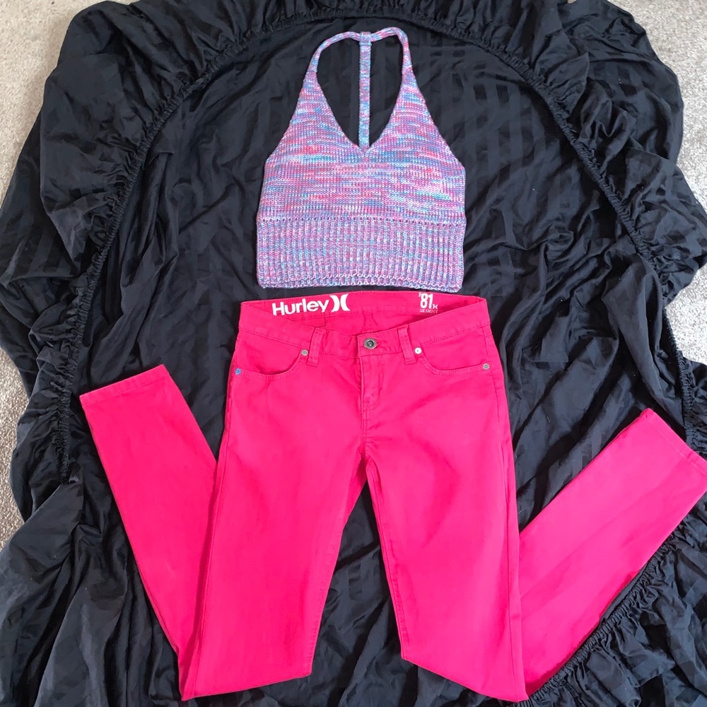 Custom HURLEY Pink Jeans + MACY’S Crop Top